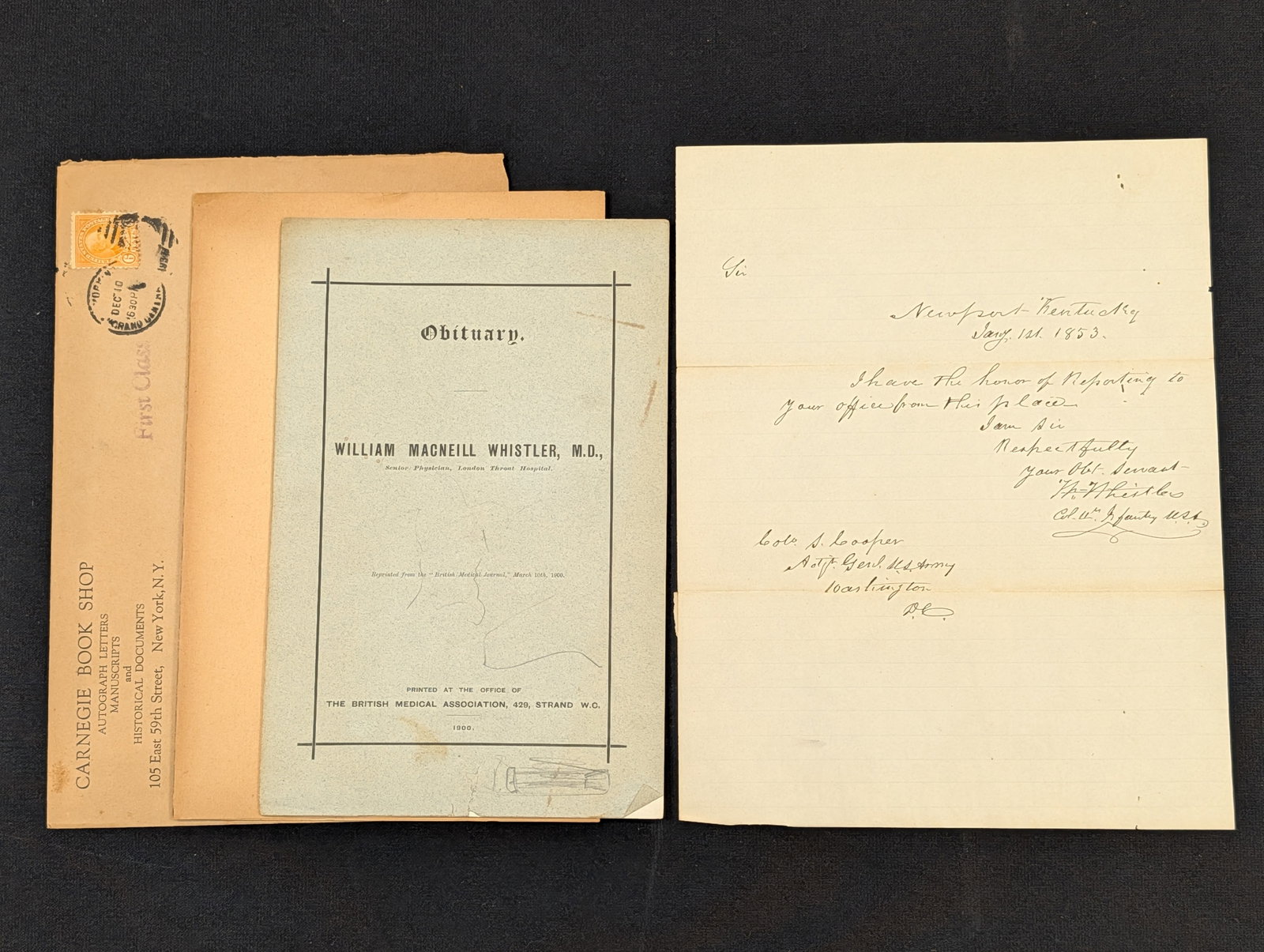James Abbott McNeill Whistler ALS. 1853 handwritten and signed letter from the famous artist during (1 of 4)