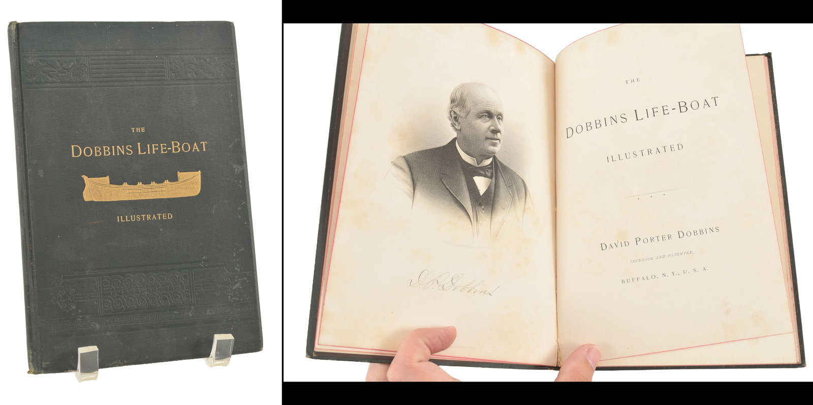 The Dobbins Life-Boat by David Porter Dobbins. Buffalo: 1886. Illustrated binding. 8.5 x 6in. (1 of 7)