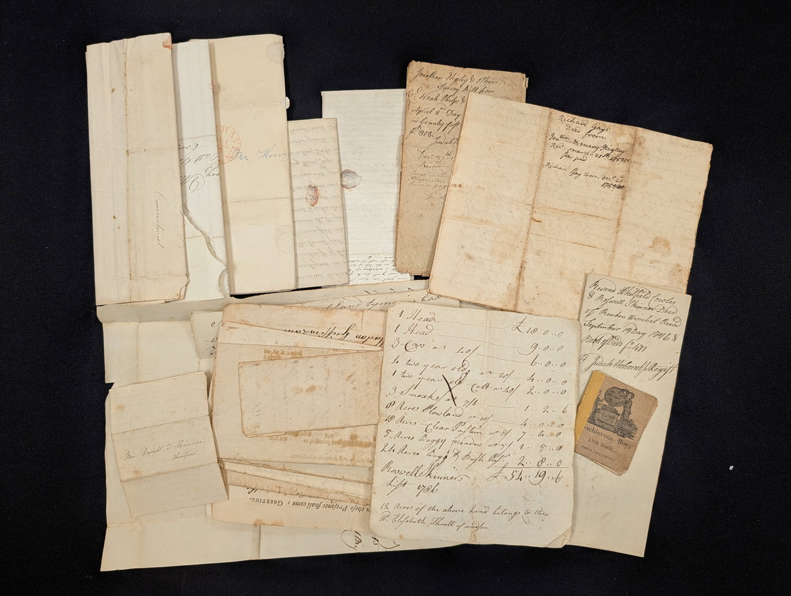Archive of Skinner family letters and documents from Granby, Connecticut. A collection of personal (1 of 11)