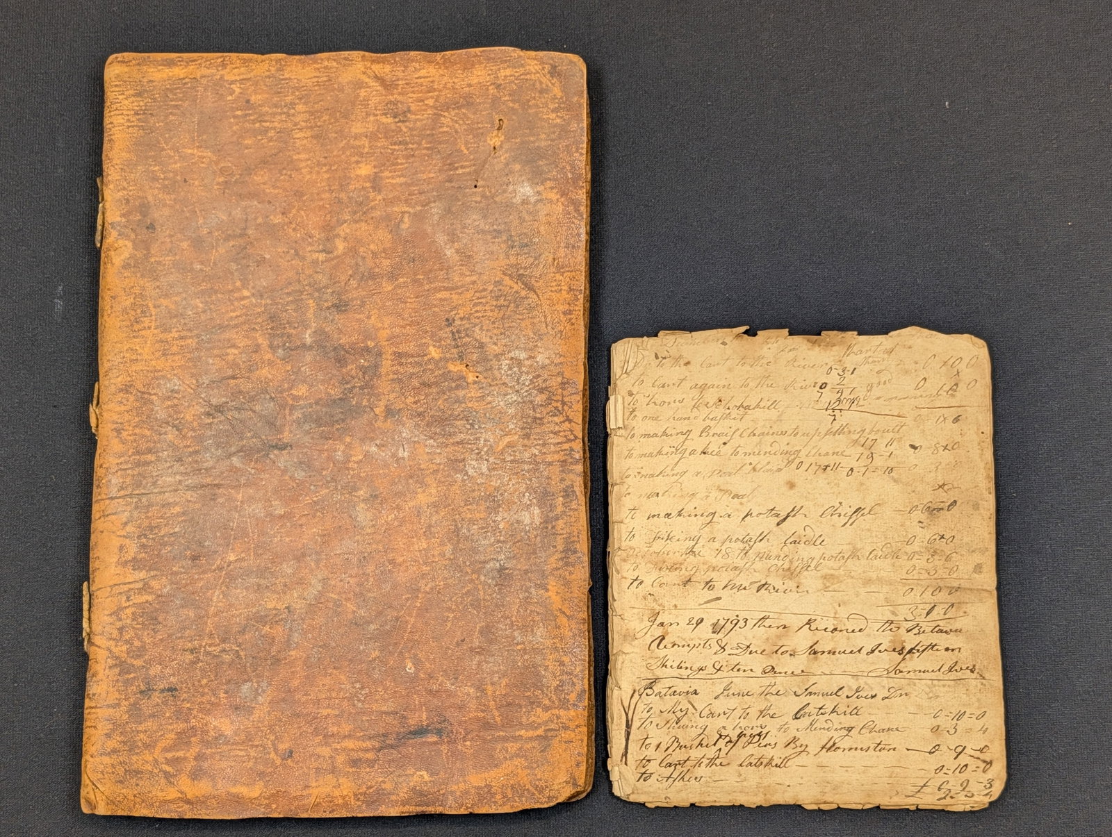 Upstate New York blacksmith's ledgers, late 18th/early 19th century. 2 bound ledgers for a likely (1 of 9)