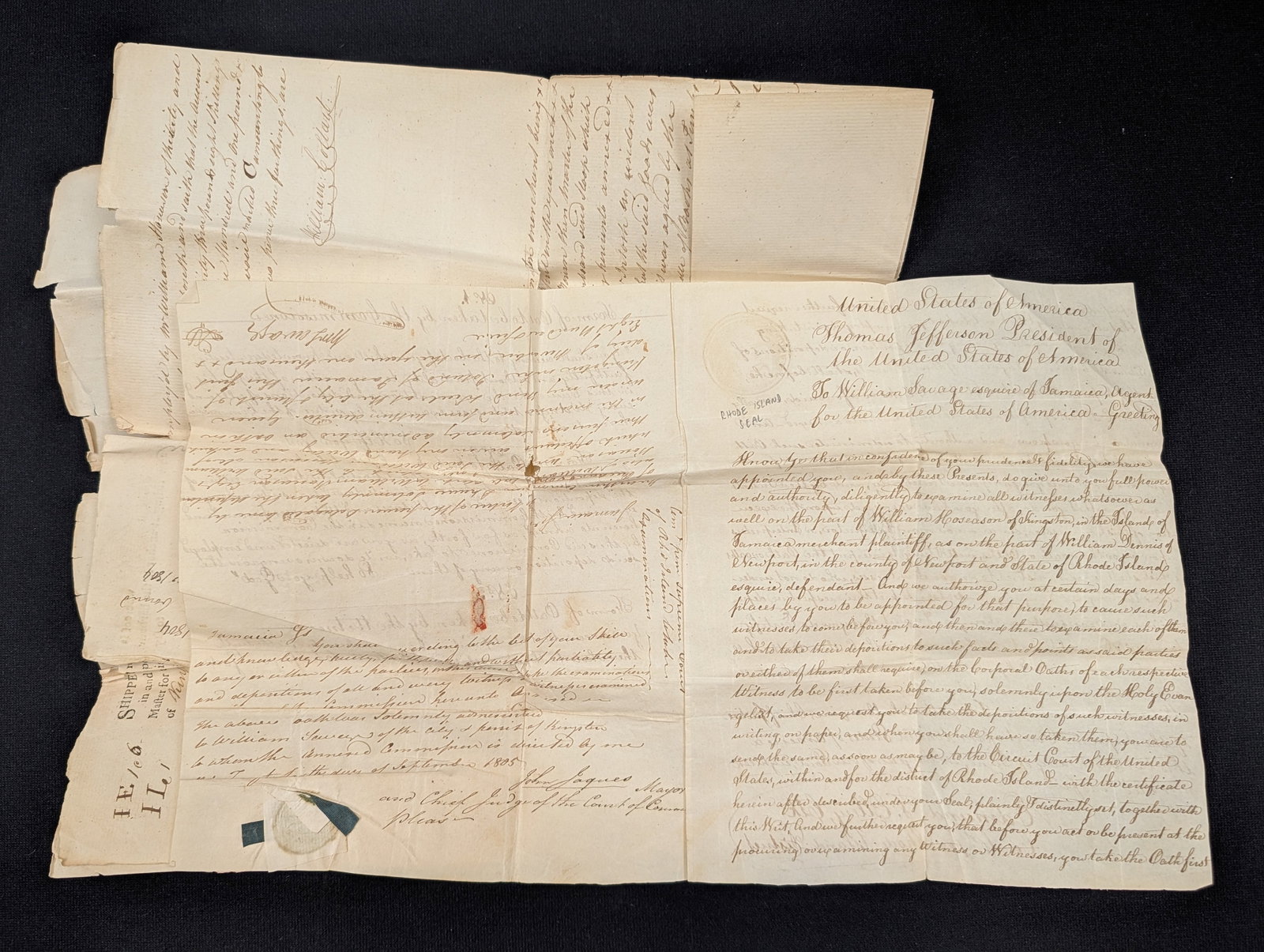1804/5 Kingston, Jamaica shipping related legal documents. Appears to include an appointment from (1 of 7)