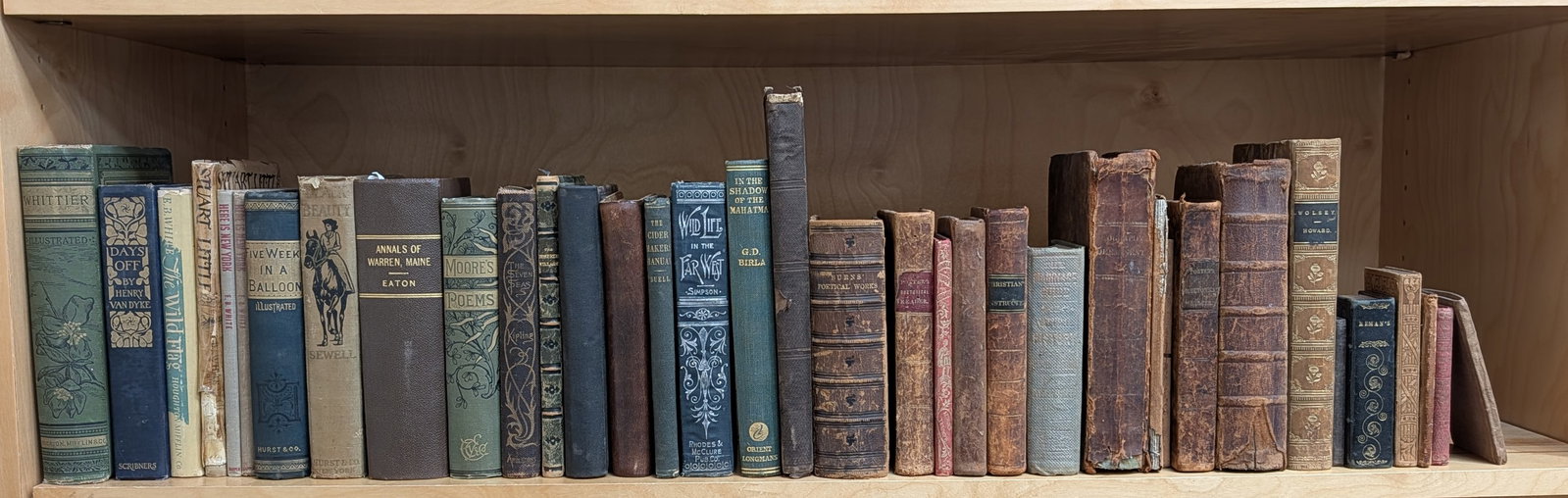 Large lot of antique books including decorative bindings. Largest: 11 x 10in. (1 of 4)
