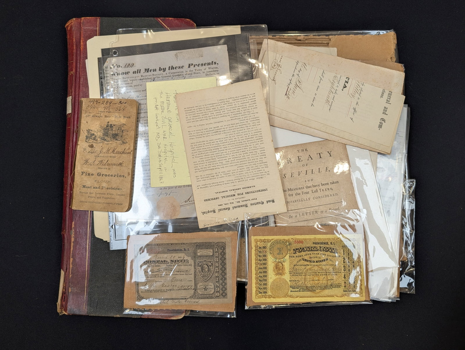 Large lot of assorted ephemera, including Boss Tweed signed receipt; The Crime Against Kansas speech (1 of 14)