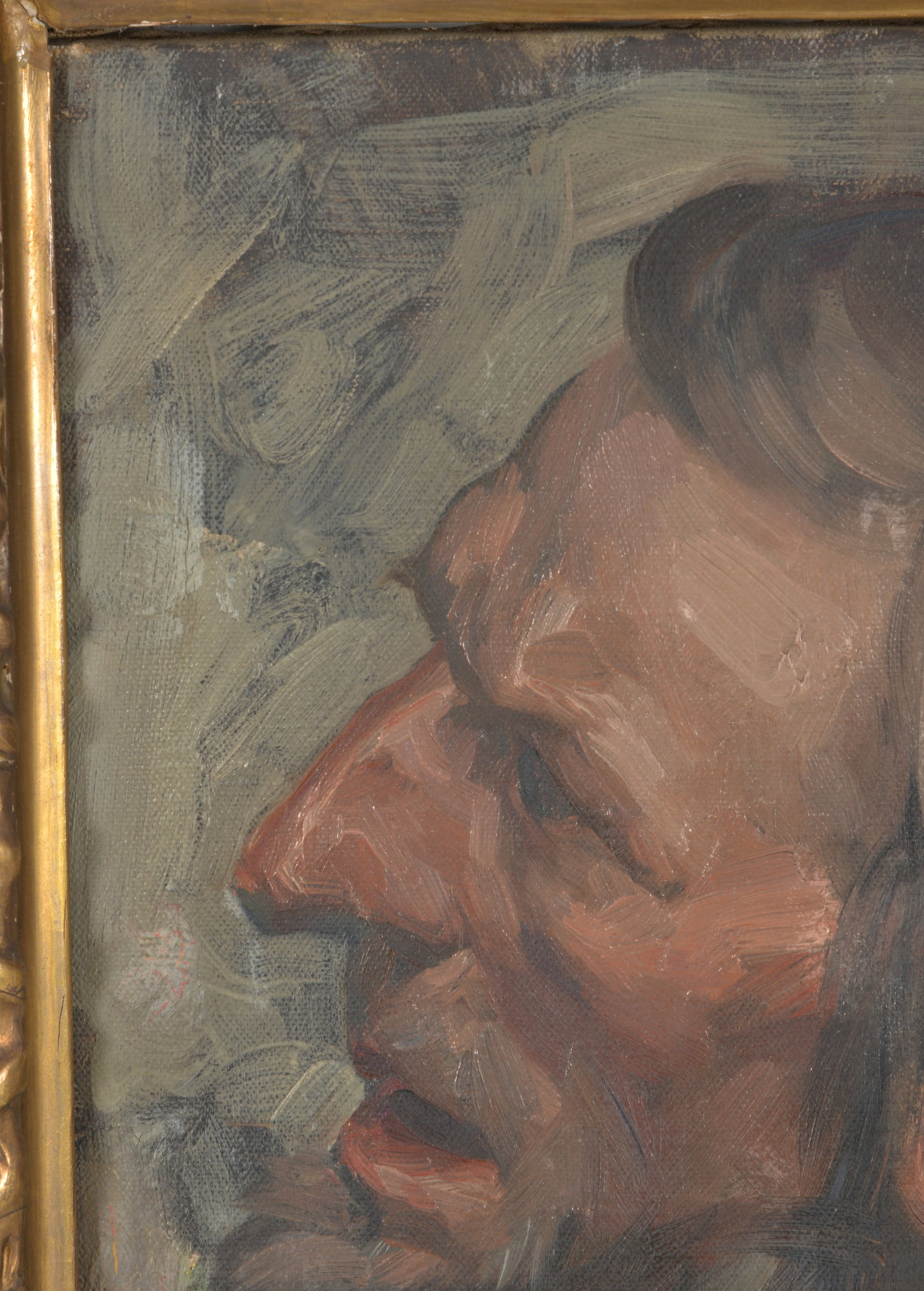 Arthur Kampf. German. Study of a man's head. Oil on canvas. Signed lower right. Framed. Losses to - 3