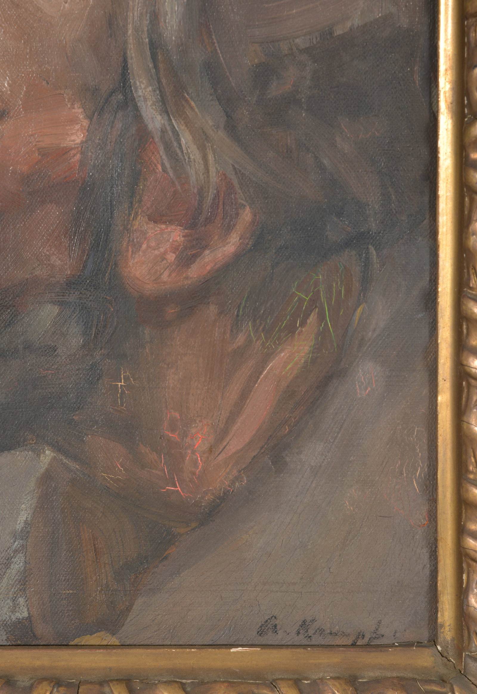 Arthur Kampf. German. Study of a man's head. Oil on canvas. Signed lower right. Framed. Losses to - 5