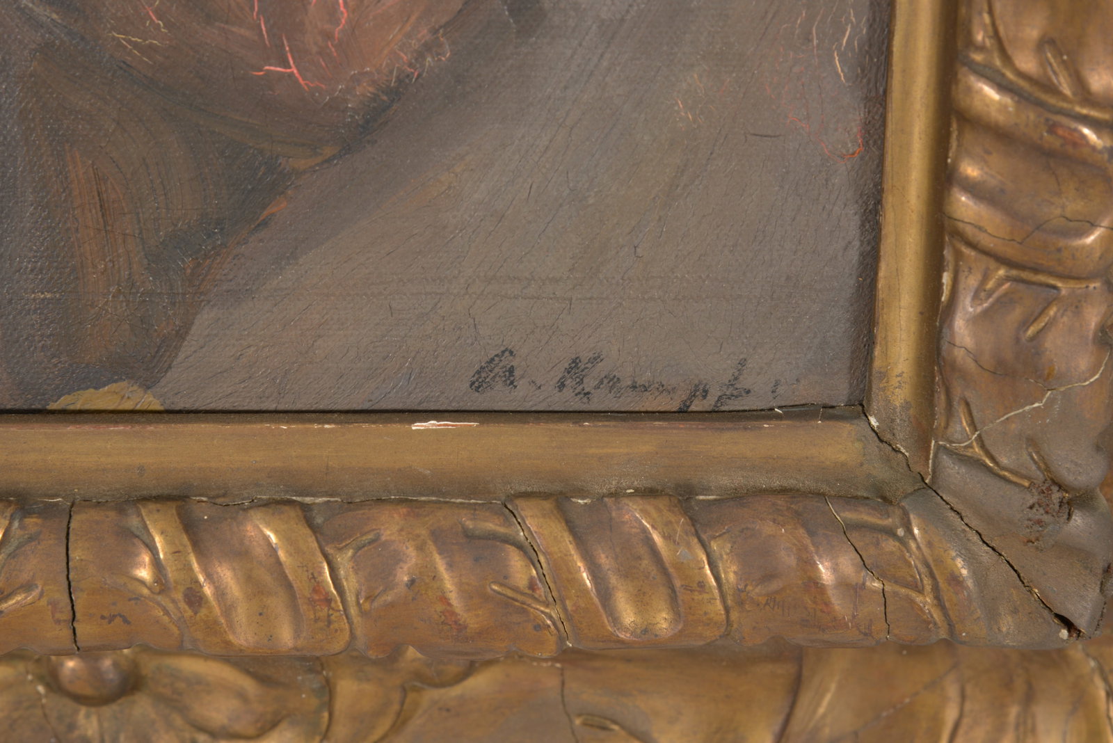 Arthur Kampf. German. Study of a man's head. Oil on canvas. Signed lower right. Framed. Losses to - 7