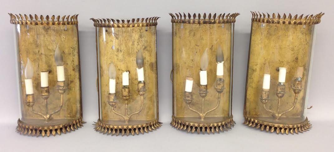 Set of four Italian three branch wall sconces. (1 of 6)