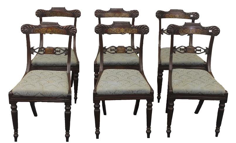 19th Century Anglo Indian Brass Inlaid Rosewood Chairs (1 of 3)