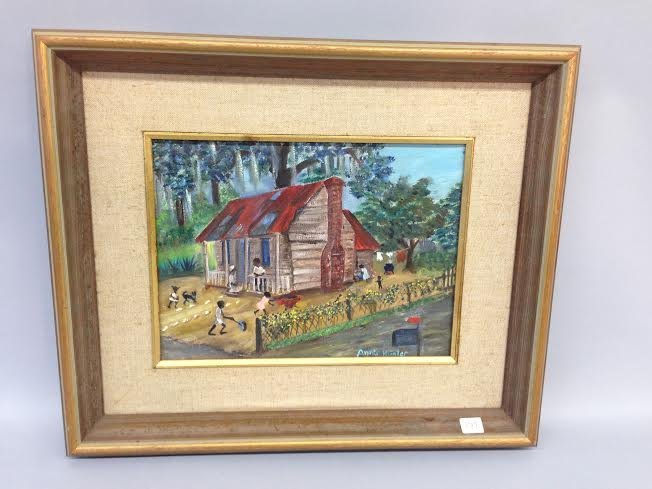 Anna Colquitt Hunter, One room log cabin, oil on canvas (1 of 5)