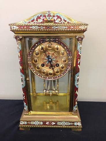 Tiffany & Co. Enamel decorated Mantle Clock - Brass (1 of 8)