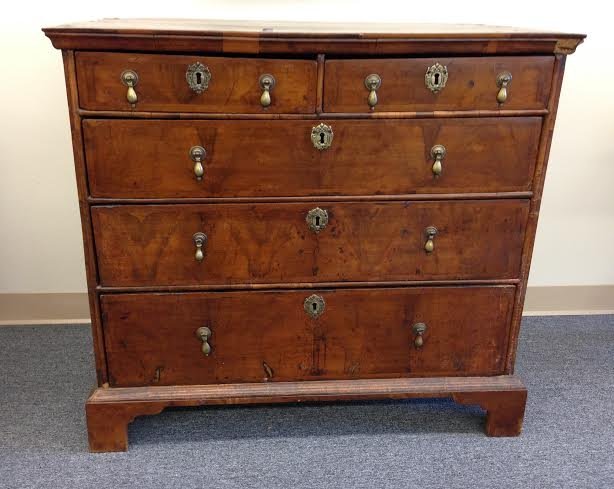 Burl Walnut Veneer five drawer Bracket Foot Chest (1 of 5)