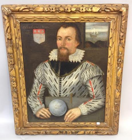17th/18th C. Old Master painting,explorer Sir. F. Drake (1 of 7)