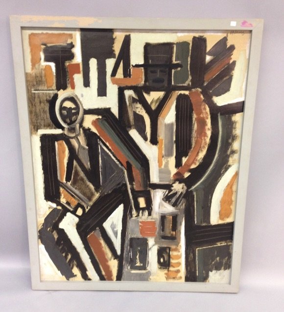 Laura Adams, "The Drinkers". Abstract painting, Oil. (1 of 5)