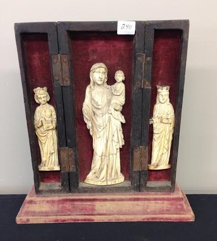 Carved Tryptic depicting Madonna and Child and Figures (1 of 6)