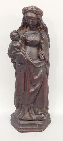 Antique Continental Baroque style carved wood Madonna (1 of 4)