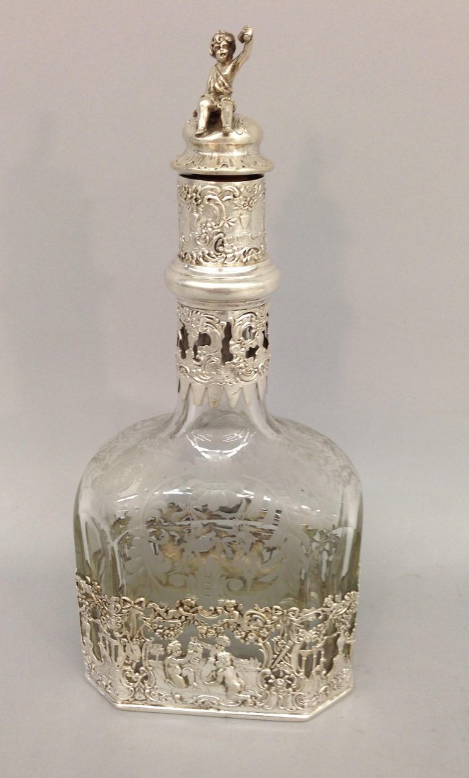 Antique Continental Hallmarked Silver/Glass Decanter (1 of 5)