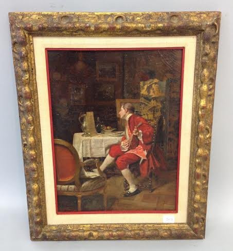 Bernar Borione, Italian Interior Genre Scene - Mandolin (1 of 4)