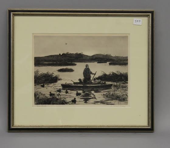 Aiden Lassell Ripley, Etching. "Duck Hunter". (1 of 3)