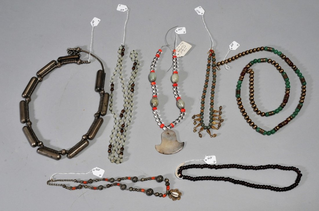 Lot of seven Asian Jade, Silver, Rock Crystal and (1 of 8)