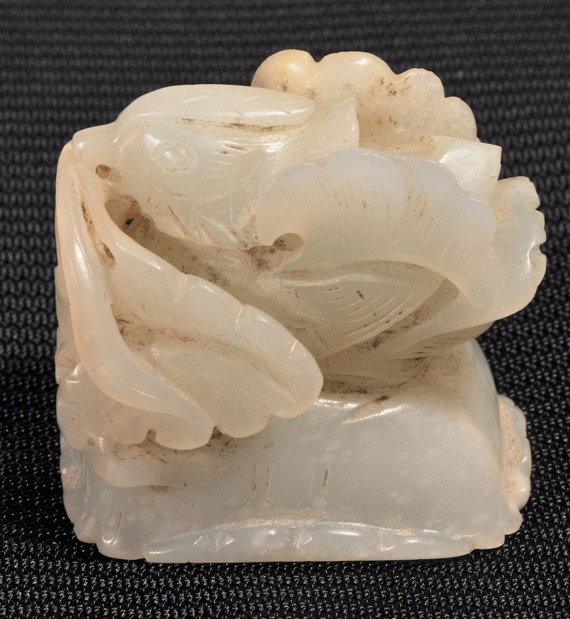 Jade finial. China. 20th century. Gray stone. Carving (1 of 3)