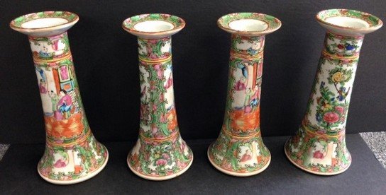 Set of four 19th century Chinese Famille Rose (1 of 5)