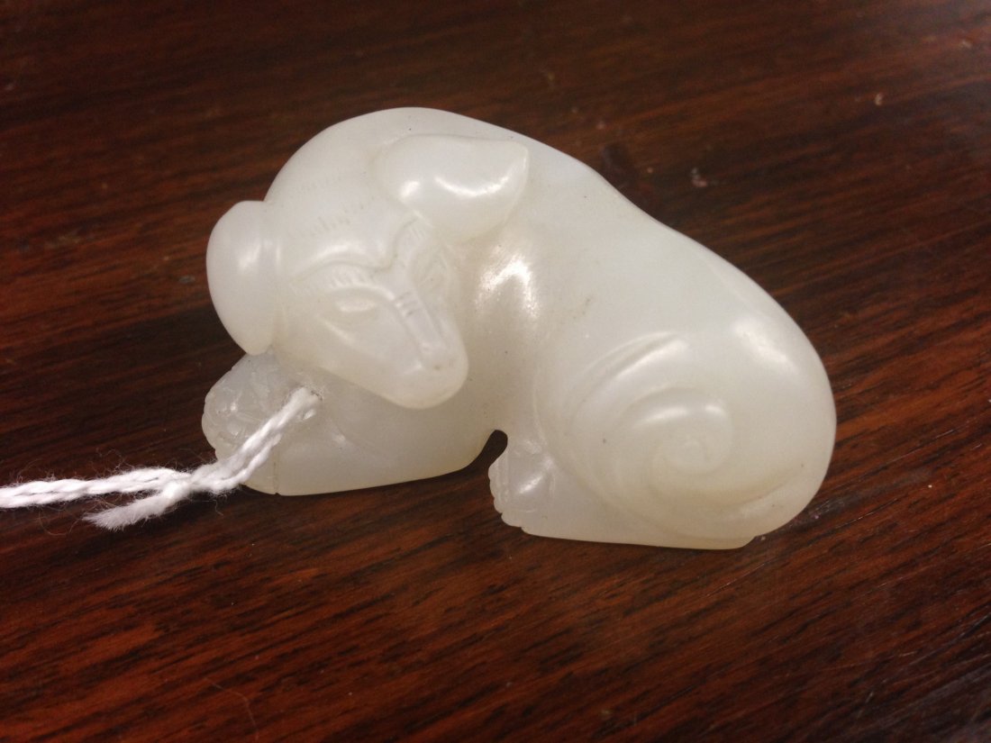19th century Chinese carved white Jade.Figure of a Dog. (1 of 5)