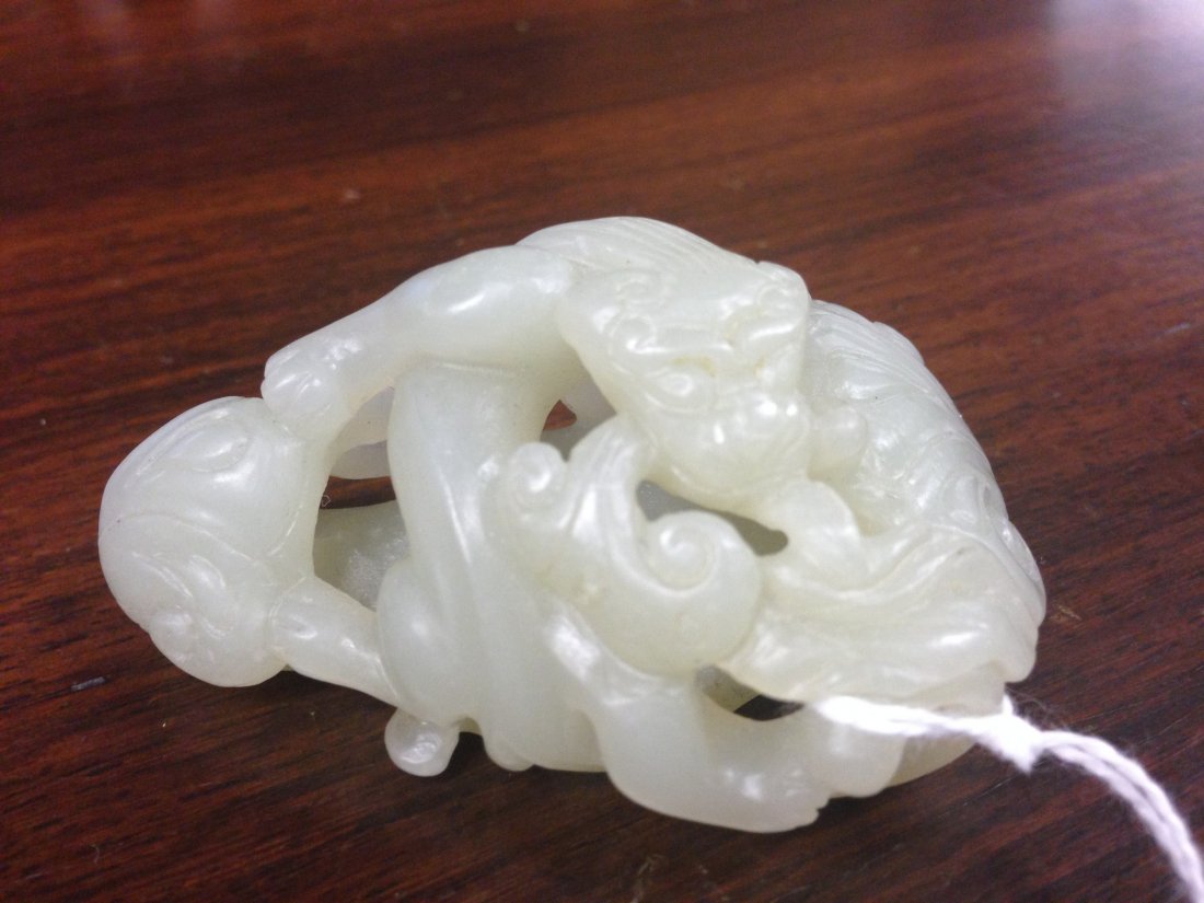 19th century Chinese pierced carved Celadon Jade. (1 of 5)