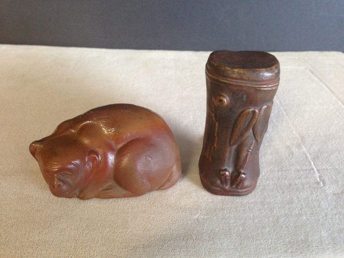 Two 19th century Japanese Bizen Ware water pots. One in (1 of 7)