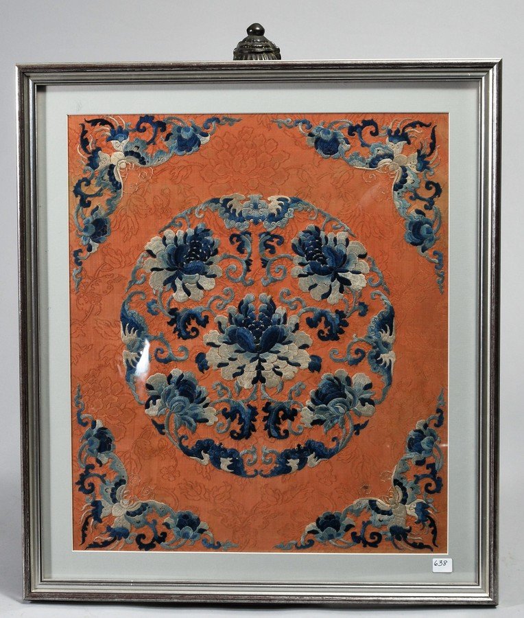 19th century Chinese framed Silk Embroidered panel with (1 of 6)