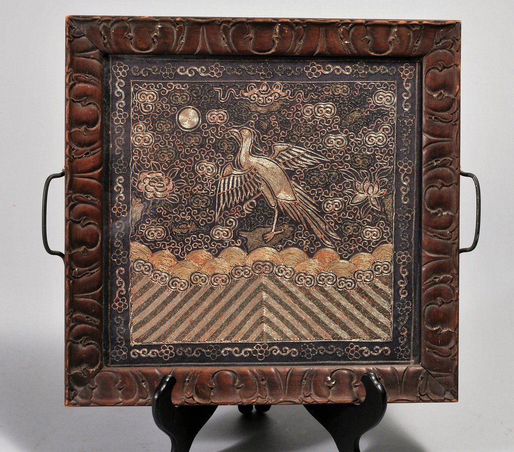 Antique Chinese Embroidered Silk Rank Badge with (1 of 5)