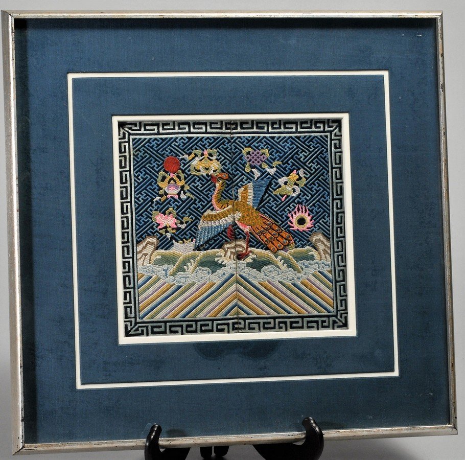 20th century framed Chinese two-part Rank Badge (1 of 6)