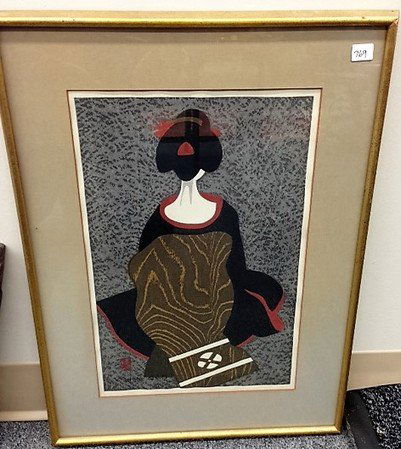 Kiyoshi Saito. Framed Woodblock Print. Signed lower (1 of 3)