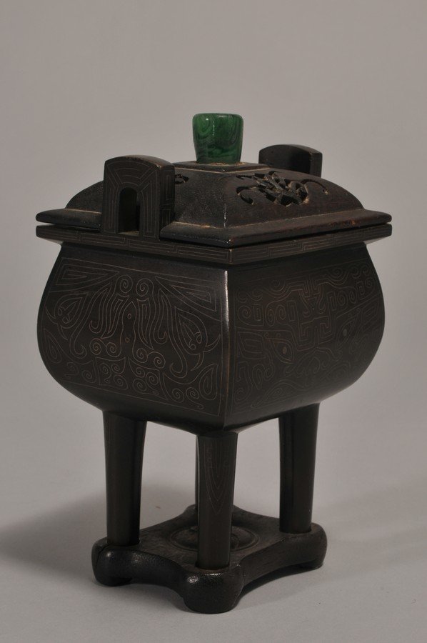 Bronze Censer. China, 19th century. Fang Ting square (1 of 5)