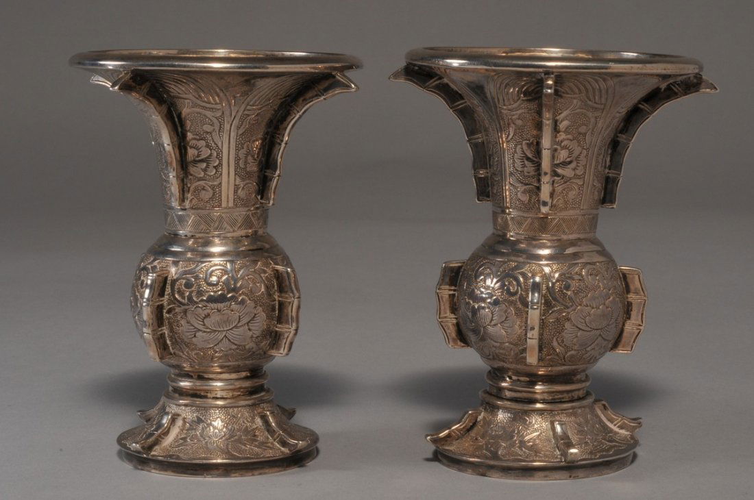 19th century Chinese Export Silver pair of heavy (1 of 4)