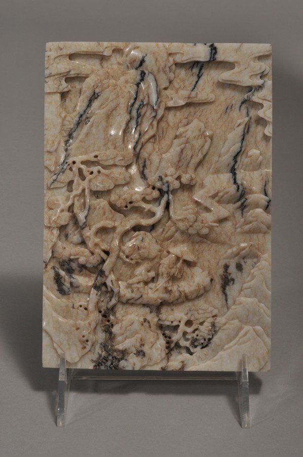 Jade table screen. China, 19th century. Chicken blood (1 of 6)