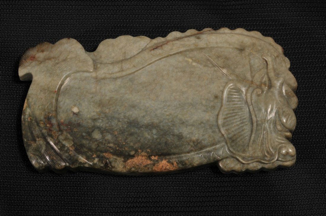 Jade Ink stone. China. 19th century. Celadon color with (1 of 3)