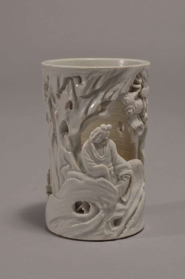 Antique Chinese heavy white glaze porcelain Brush Pot (1 of 3)