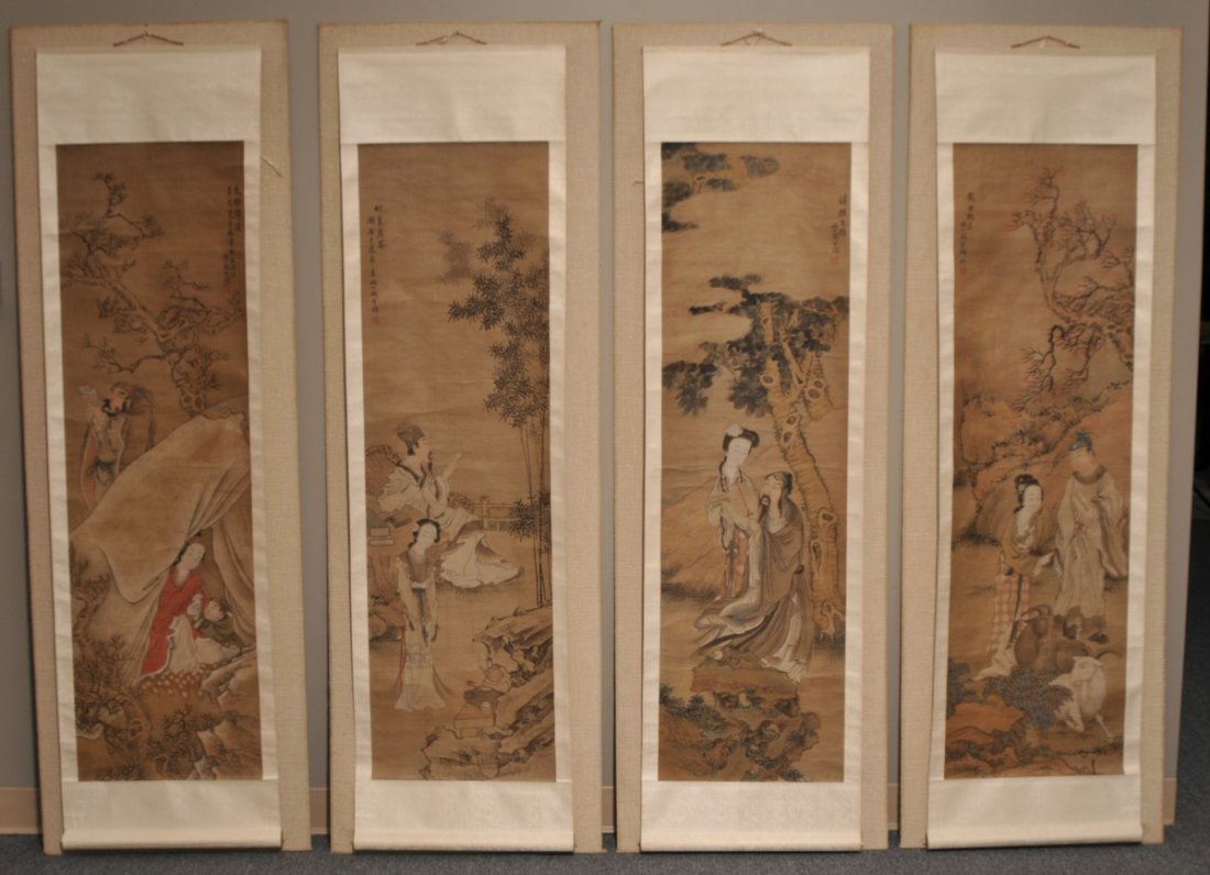 Set of four Chinese 19th/20th century scrolls. (1 of 8)