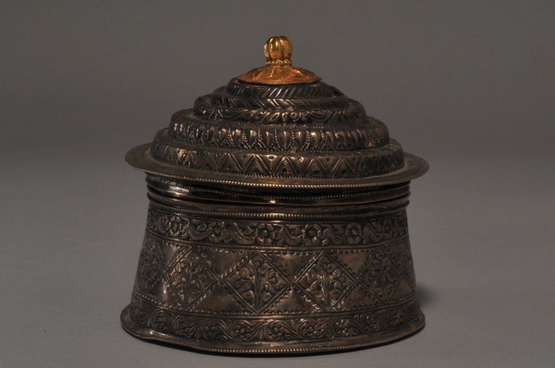 18th/19th century Tibetan Silver round covered Ritual (1 of 7)
