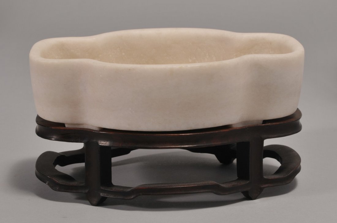 Antique Chinese shaped Marble Flower Pot on carved (1 of 2)