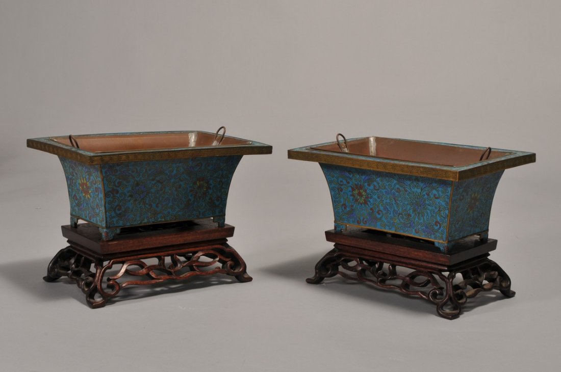 Pair of Chinese 18th/19th century Rectangular Cloisonn (1 of 5)