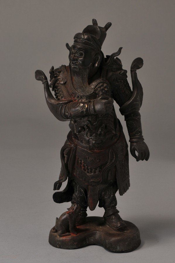 Bronze Diety. China. 19th century. Standing figure of: Bronze Diety. China. 19th century. Standing figure of the God of War in full armor. 12" h.