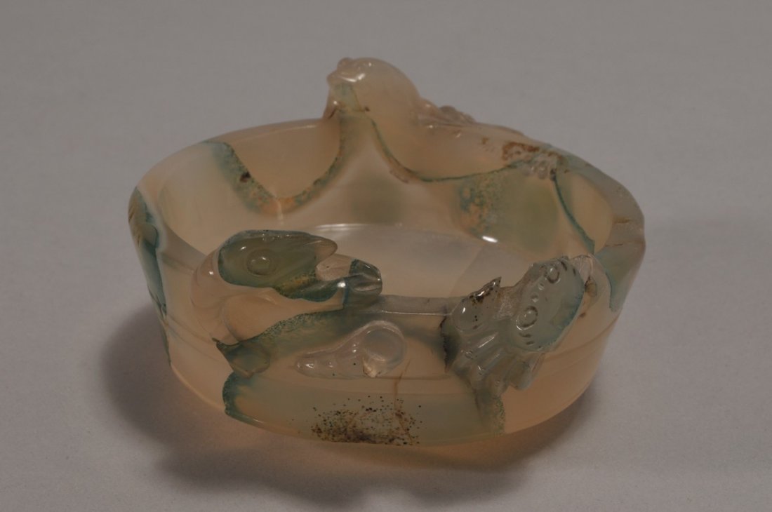 Carved Agate Footed Brush pot with (1 of 2)