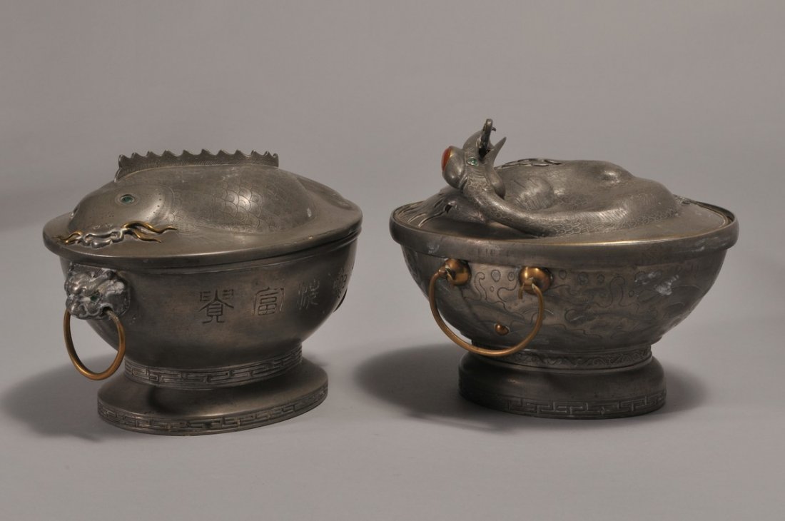 Two Pewter serving dishes. China. 19th or early 20th (1 of 10)