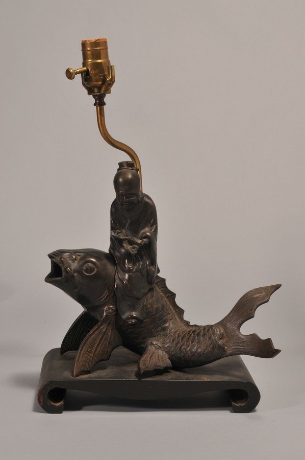 Chinese Bronze Figural Incense Burner with Figural Fish (1 of 5)