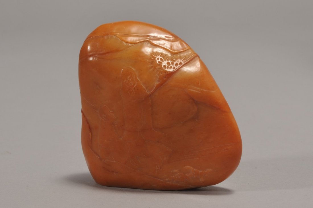 Chinese Rust colored carved Soapstone Pebble form (1 of 3)