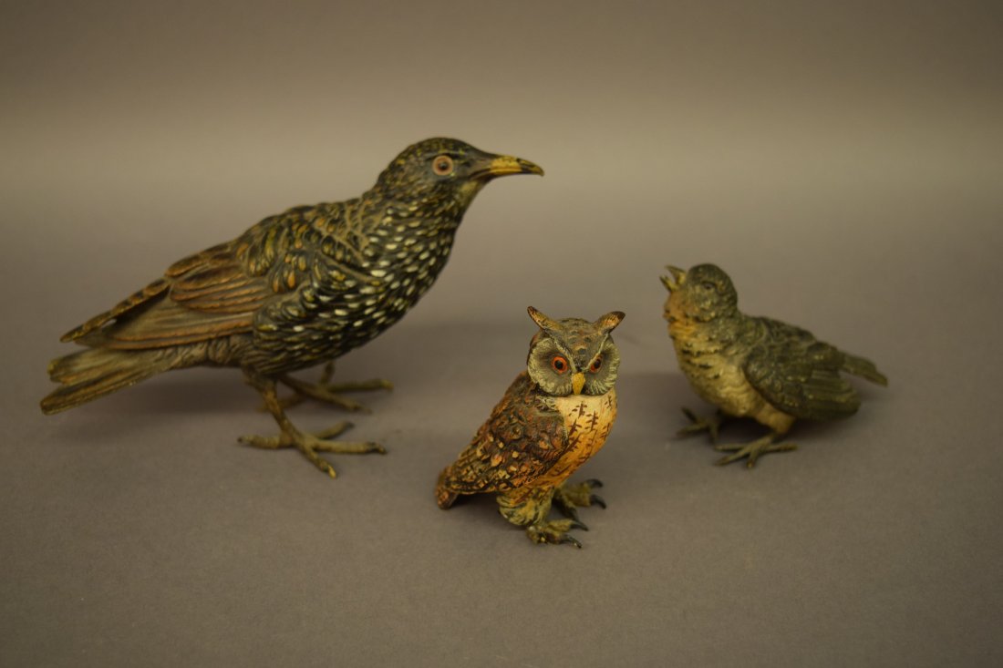 Three Vienna Polychromed decorated  Bronze bird (1 of 10)