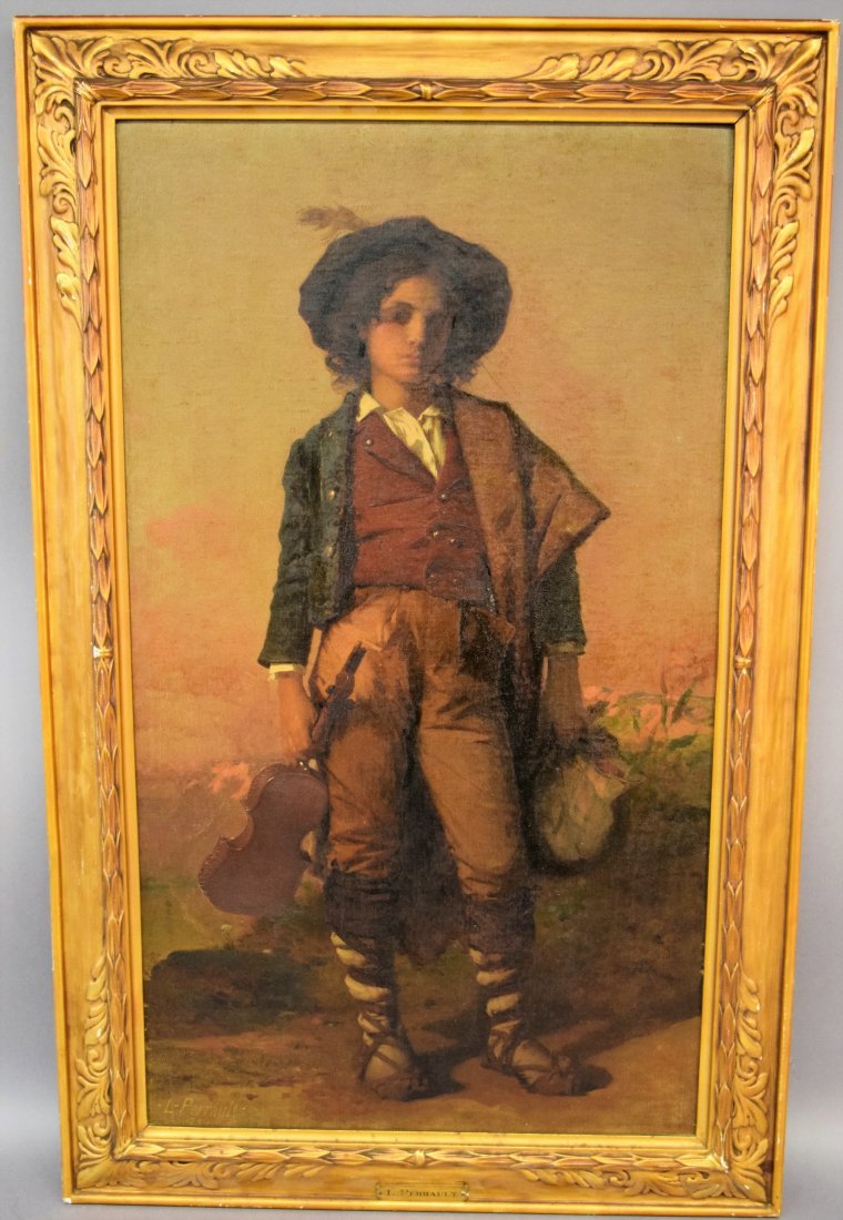 Leon Perrault painting of a boy holding a violin with (1 of 7)