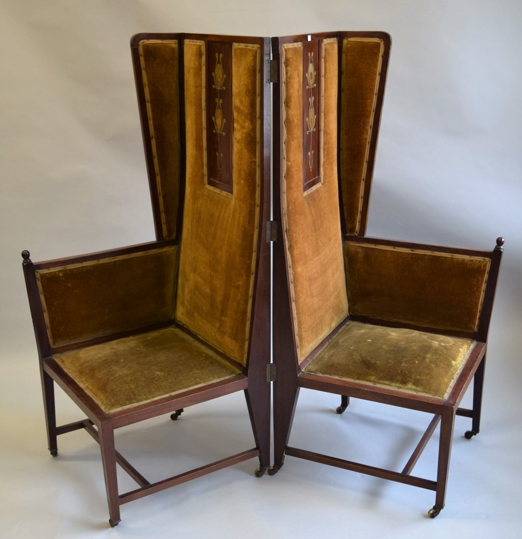 English Arts and Crafts mahogany inlaid Metamorphic two (1 of 10)