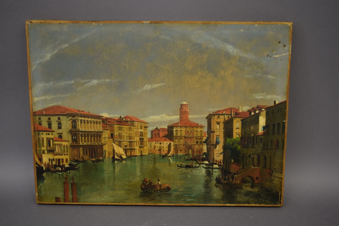 Thomas Hicks. Venetian Italian canal scene painting (1 of 7)